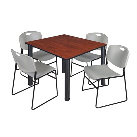 Regency Kee Square Table & Chair Set, Wood, Metal, Polypropylene Top TB4848CHBPBK44GY